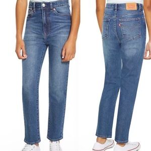 Girls Levi’s High Rise Straight Ankle Jeans, sz 10 kids Raw Hem Adjustable Waist